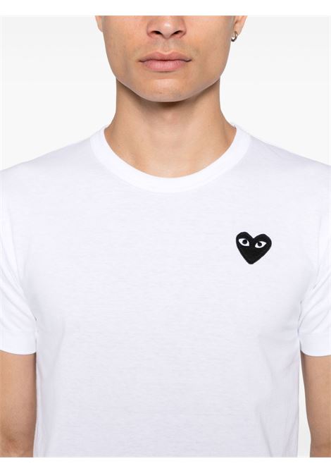 embroidered logo t-shirt unisex whitr COMME DES GARÇONS PLAY | AX-T064-0512